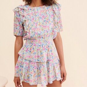 LoveShackFancy Natasha Floral Ruffle Dress size P
